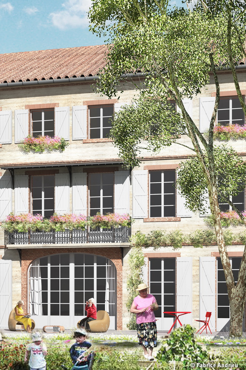 Vue de l'arrière de la résidence Foucaud Gaillac depuis le jardin Vue de l'arrière de la résidence Foucaud Gaillac depuis le jardin
