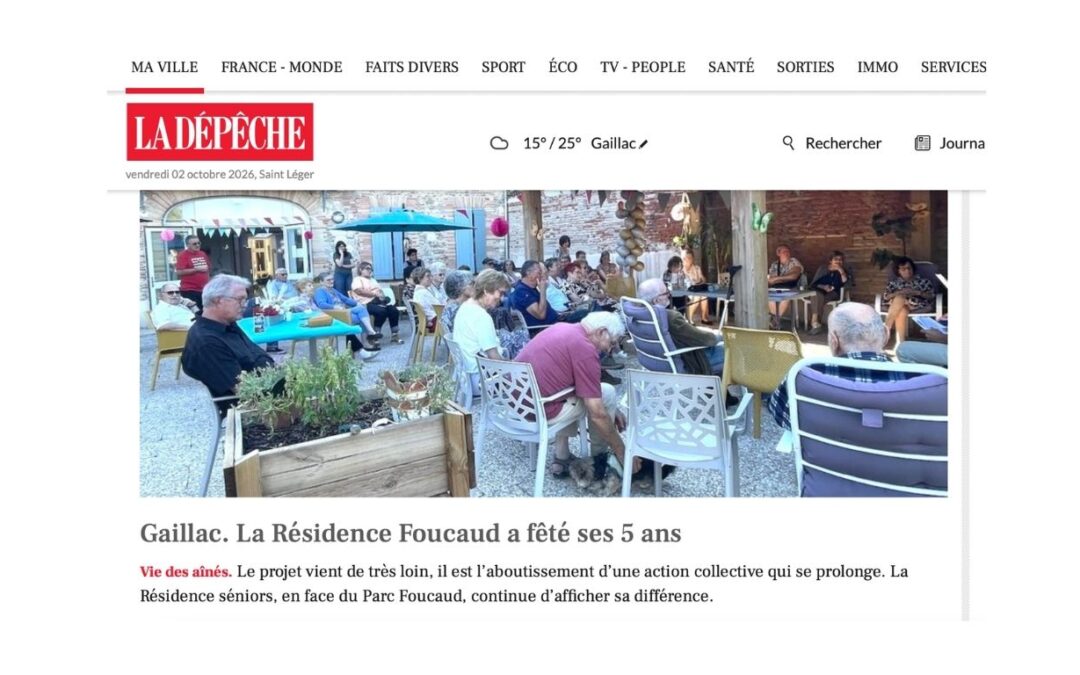 Retrouvez notre résidence Séniors Foucaud dans la presse locale du jour